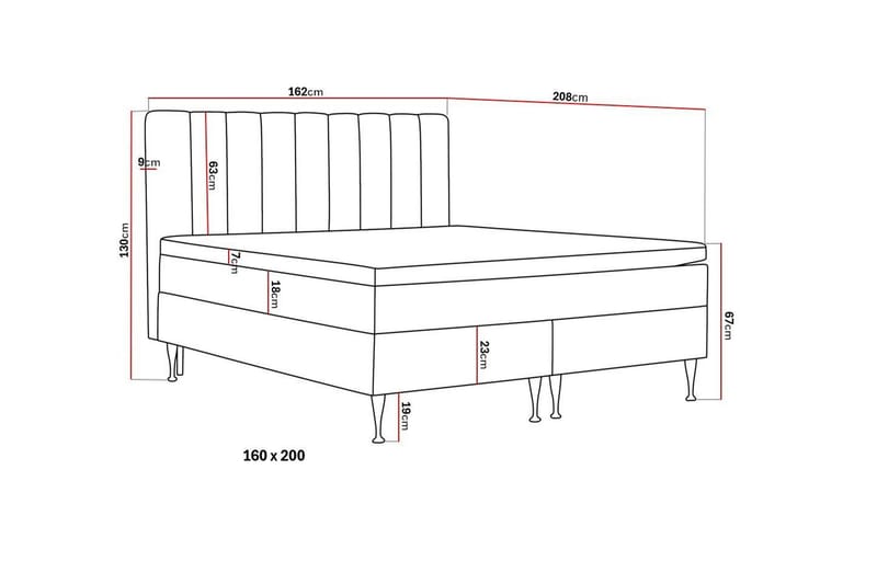 Komplett Sengpakke Hilton High 160x200 cm - Grå - Møbler - Senger - Kontinentalsenger