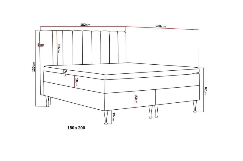 Komplett Sengpakke Hilton High 180x200 cm - Antrasitt - Møbler - Senger - Kontinentalsenger