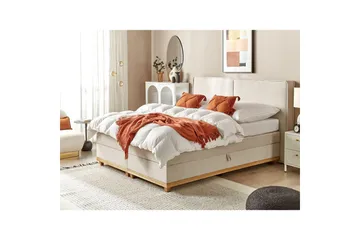 Kontinentalsäng Beliani Dynasty Beige-Ljust Trä, 160x200 cm Beige 180x200 - Møbler - Senger - Kontinentalsenger