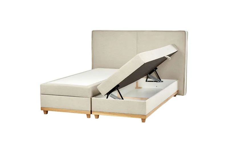Kontinentalsäng Beliani Dynasty Beige-Ljust Trä, 160x200 cm Beige 180x200