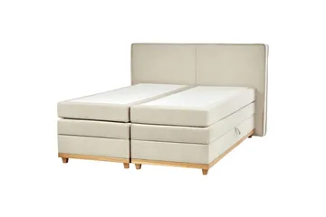 Kontinentalsäng Beliani Dynasty Beige-Ljust Trä, 160x200 cm Beige 180x200 - Møbler - Senger - Kontinentalsenger