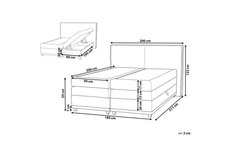 Kontinentalsäng Beliani Dynasty Beige-Ljust Trä, 160x200 cm Beige 180x200 - Møbler - Senger - Kontinentalsenger