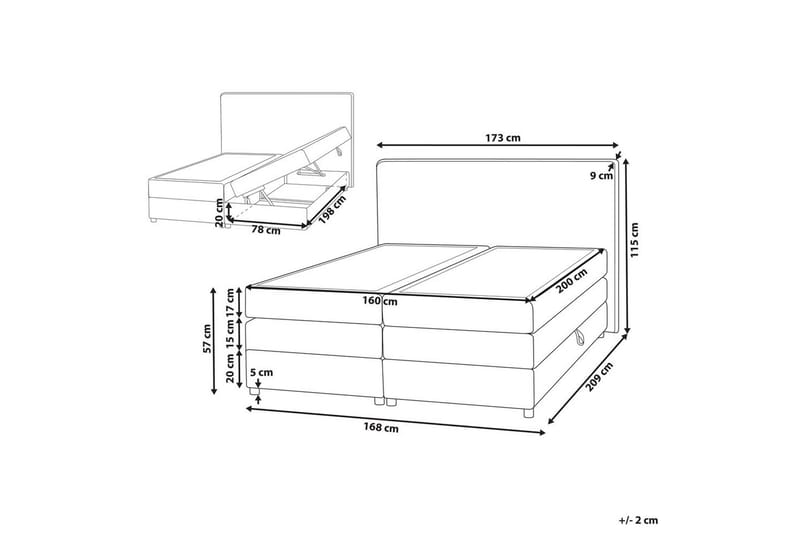 Kontinentalsäng Beliani Minister Beige-Silver, 160x200 cm Beige 160x200 - Møbler - Senger - Kontinentalsenger