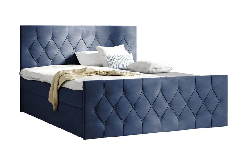 Kontinentalseng 187x216 cm - Blå - Senger med oppbevaring - Komplett sengepakke
