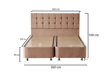 Kontinentalseng Eathelin 160x200 cm - Lysebrun - Møbler - Senger - Komplett sengepakke