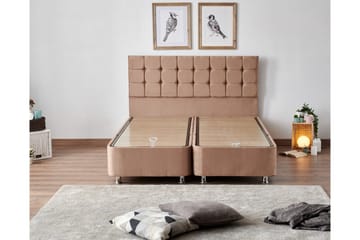 Kontinentalseng Eathelin 160x200 cm - Lysebrun - Møbler - Senger - Komplett sengepakke