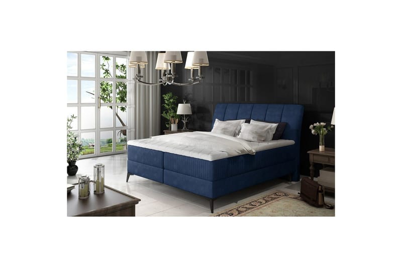 Kontinentalseng Eltap Aderito - 180x200 cm, Kronos 09, Kronos 09 Pasy 2, Mørkeblå - Møbler - Senger - Kontinentalsenger