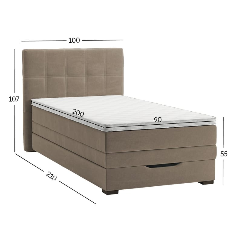 Kontinentalseng Holvik 90x200 cm - beige - Møbler - Senger - Kontinentalsenger