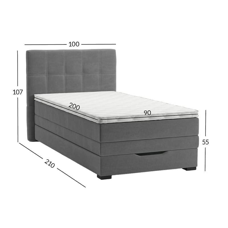 Kontinentalseng Holvik 90x200 cm - grå - Møbler - Senger - Kontinentalsenger