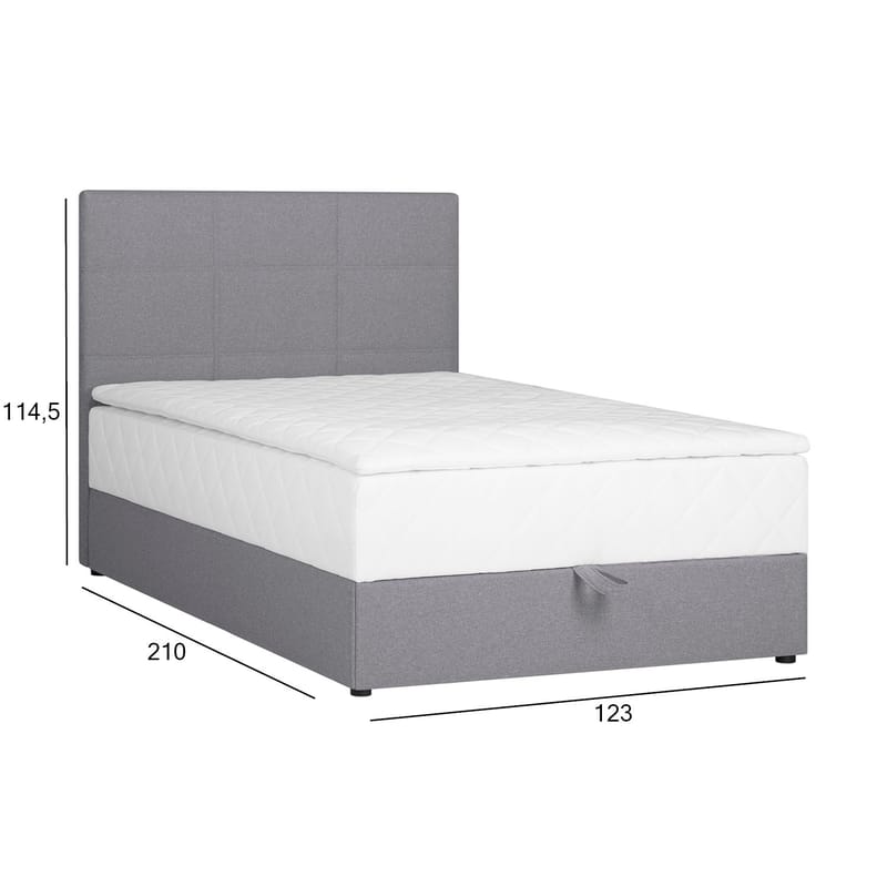 Kontinentalseng Kalen med madrass 120x200 cm - grå - Møbler - Senger - Kontinentalsenger