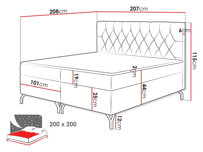 kontinentalseng Kontinentalseng GULIETTE + topper M Fresh 01 200x200 cm - Møbler - Senger - Kontinentalsenger