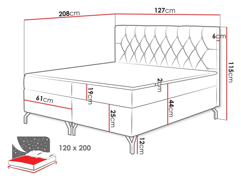 kontinentalseng Kontinentalseng GULIETTE + topper M Fresh 03 120x200 cm - Møbler - Senger - Kontinentalsenger