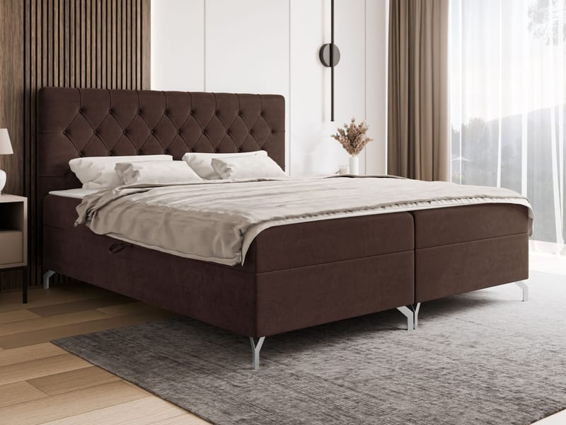 kontinentalseng Kontinentalseng GULIETTE + topper M Fresh 04 120x200 cm - Mørkebrun - Møbler - Senger - Kontinentalsenger
