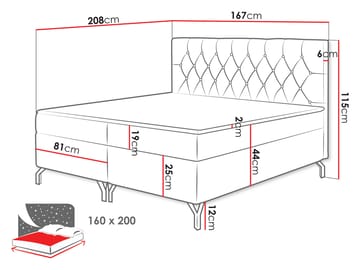 kontinentalseng Kontinentalseng GULIETTE + topper M Fresh 09 160x200 cm - Møbler - Senger - Kontinentalsenger