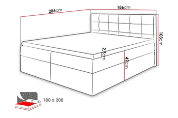 Kontinentalseng NELE 180x200 M - Hvit - Møbler - Senger - Kontinentalsenger