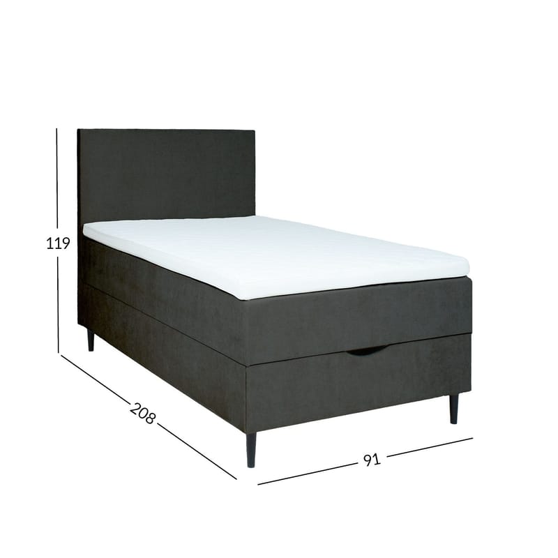 Kontinentalseng Odviks 90x200 cm - Mørkegrå - Møbler - Senger - Kontinentalsenger