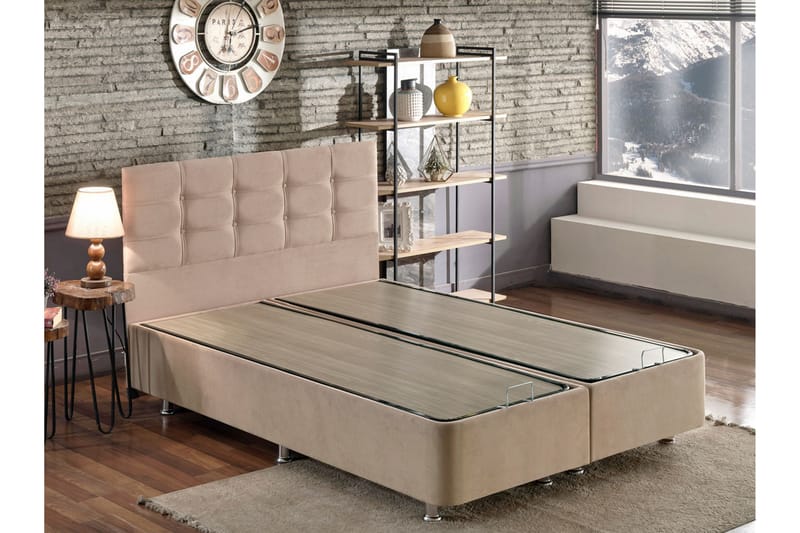 Kontinentalseng Tizapan 120x200 cm - Lysebrun - Komplett sengepakke - Kontinentalsenger