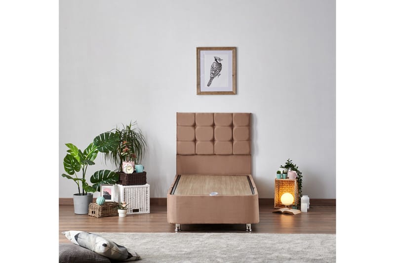 Kontinentalseng Pylpio 90x190 cm - Lysebrun - Møbler - Senger - Komplett sengepakke