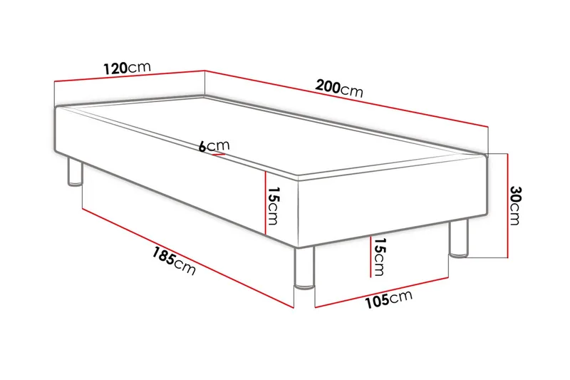 Adeliza kontinentalseng 120x200 cm - Grå - Møbler - Senger - Kontinentalsenger