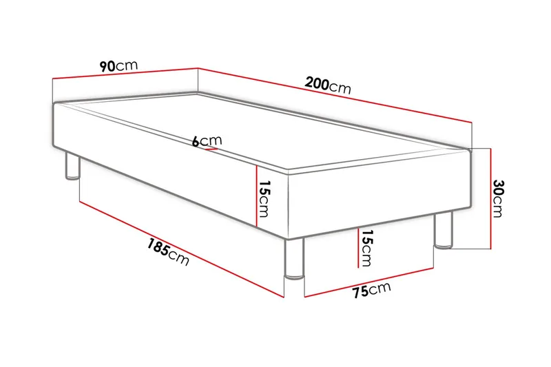 Adeliza kontinentalseng 90x200 cm - Grå - Møbler - Senger - Kontinentalsenger