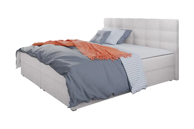 Alvito Kontinentalseng 140x200 cm med Sengegavl, Lysegrå