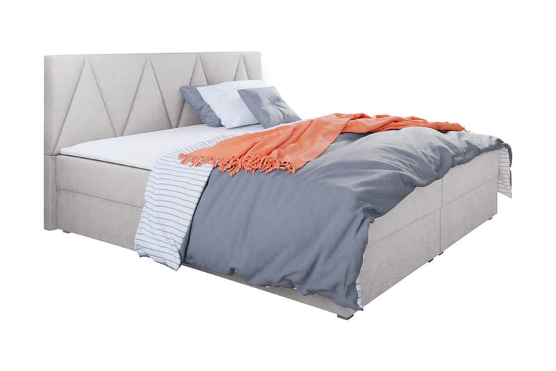 Alvito Kontinentalseng 140x200 cm med Sengegavl, Lysegrå