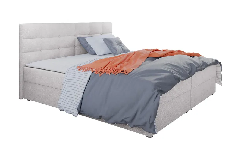 Alvito Kontinentalseng 140x200 cm med Sengegavl, Lysegrå