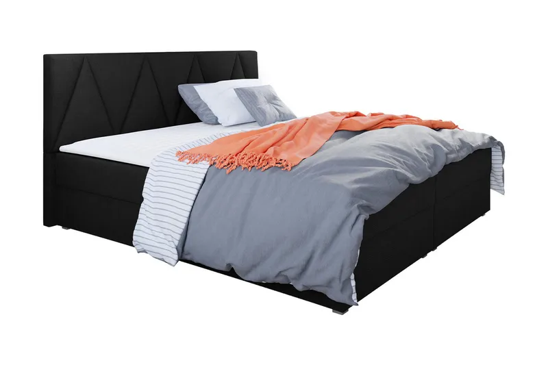 Alvito Kontinentalseng 140x200 cm med Sengegavl, Svart