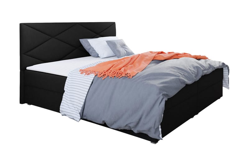 Alvito Kontinentalseng 140x200 cm med Sengegavl, Svart