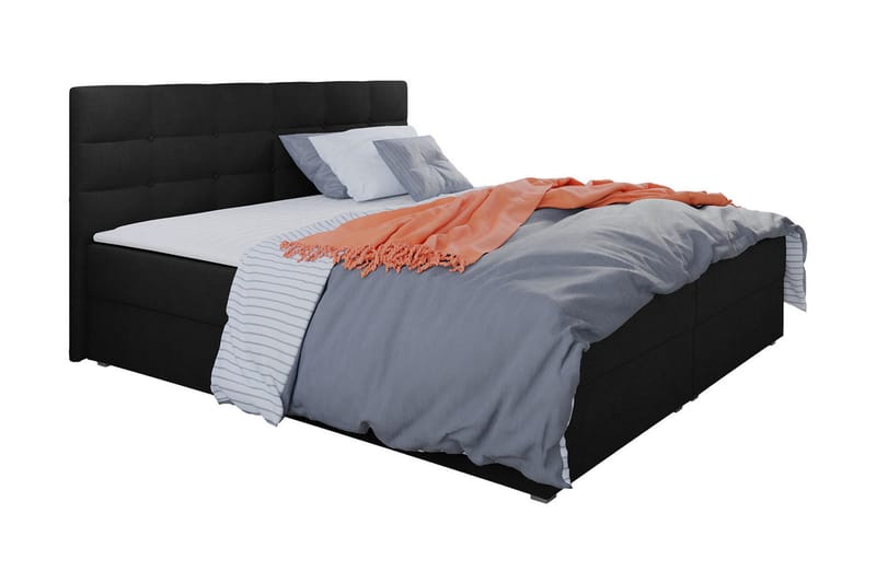 Alvito Kontinentalseng 140x200 cm med Sengegavl, Svart