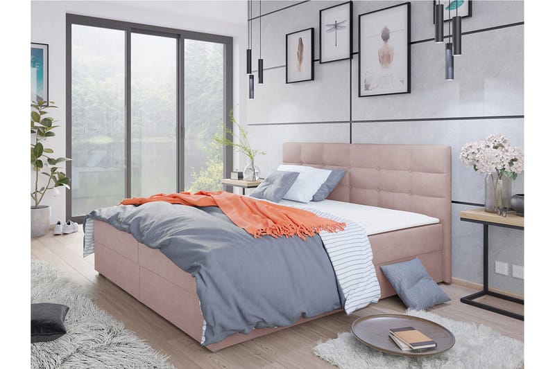 Alvito Kontinentalseng 180x200 cm med Sengegavl - Rosa - Møbler - Senger - Kontinentalsenger