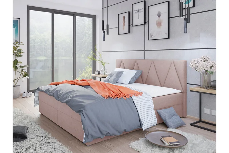 Alvito Kontinentalseng 180x200 cm med Sengegavl - Rosa - Møbler - Senger - Kontinentalsenger