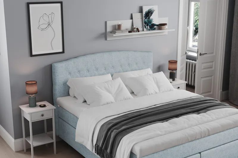Belda Sengepakke 180x200 Fast/Medium - Lyseblå - Møbler - Senger - Kontinentalsenger