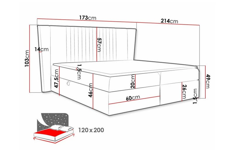 Boisdale Kontinentalseng 120x200 cm - Møbler - Senger - Kontinentalsenger