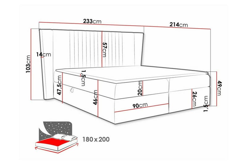 Boisdale Kontinentalseng 180x200 cm - Møbler - Senger - Kontinentalsenger