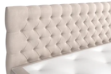 Celine Komplett Sengpakke 180x200 cm Kontinentalseng med Sengegavl - Beige / Fløyel - Møbler - Senger - Kontinentalsenger