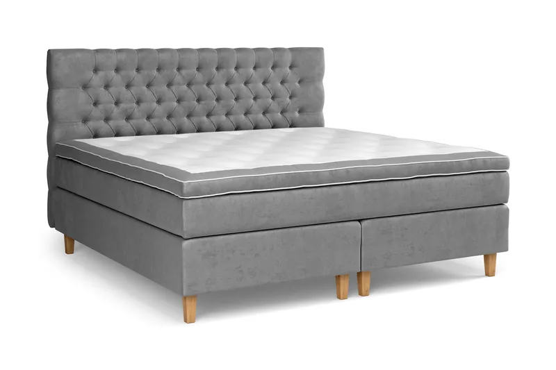 Celine Kontinentalseng 210x210 cm - Grå/Fløyel - Møbler - Senger - Kontinentalsenger
