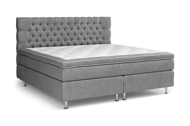 Celine Kontinentalseng 210x210 cm - Grå/Fløyel - Møbler - Senger - Kontinentalsenger