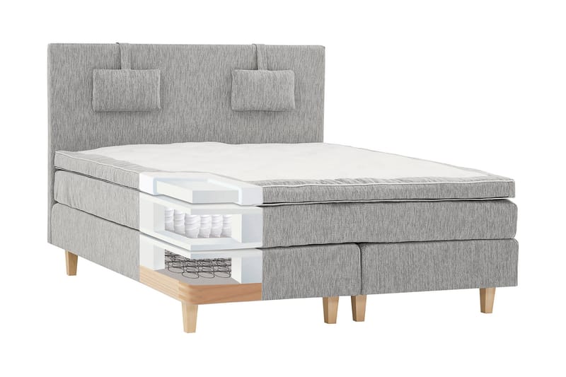 Charleston 140 Kontinentalseng Lysegrå - Lysgrå - Møbler - Senger - Kontinentalsenger