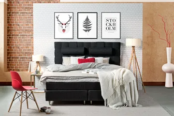 Charleston Kontinentalseng 180x200 - Svart - Møbler - Senger - Kontinentalsenger