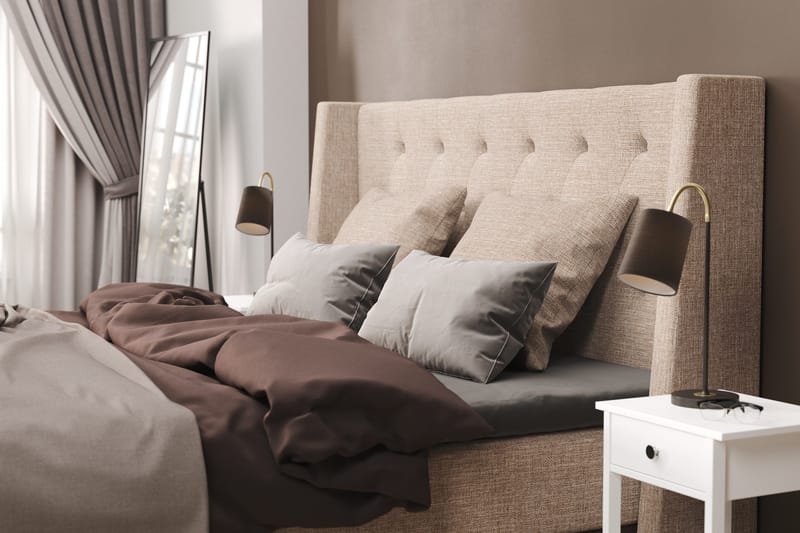 Cuba Sengepakke 140x200 med To Beige Puter - (+Flere valg) Beige/Brun - Møbler - Senger - Kontinentalsenger