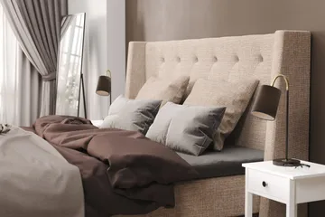 Cuba Sengepakke 160x200 med To Beige Puter - (+Flere valg) Beige/Brun - Møbler - Senger - Kontinentalsenger