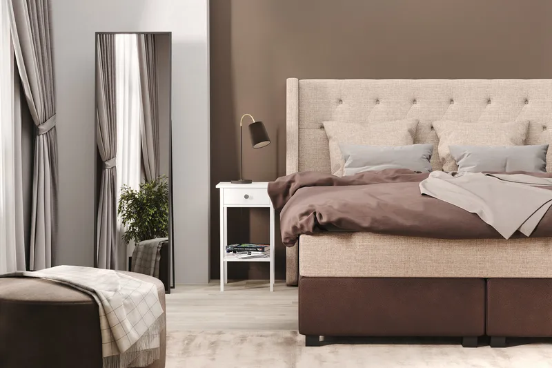 Cuba Sengepakke 160x200 med To Beige Puter - (+Flere valg) Beige/Brun - Møbler - Senger - Kontinentalsenger