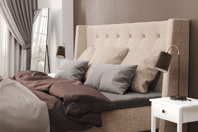 Cuba Sengepakke 160x200 med Tre Beige Puter - (+Flere valg) Beige/Brun - Møbler - Senger - Kontinentalsenger