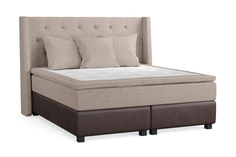 Cuba Sengepakke 160x200 med Tre Beige Puter - (+Flere valg) Beige/Brun - Møbler - Senger - Kontinentalsenger