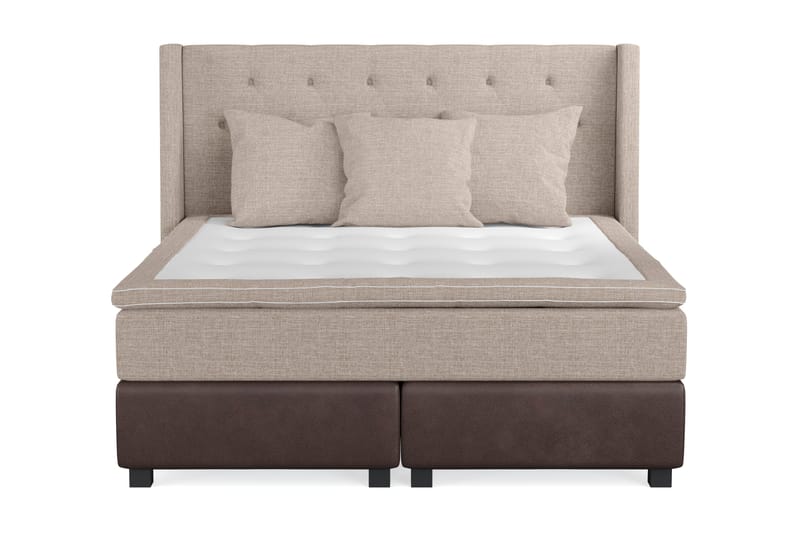 Cuba Sengepakke 160x200 med Tre Beige Puter - (+Flere valg) Beige/Brun - Møbler - Senger - Kontinentalsenger