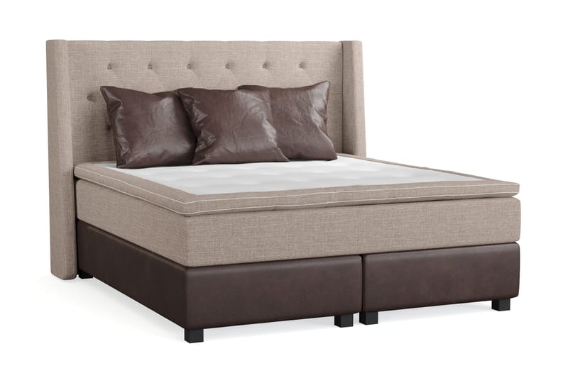 Cuba Sengepakke 160x200 med Tre Brune Puter - (+Flere valg) Beige/Brun - Møbler - Senger - Kontinentalsenger