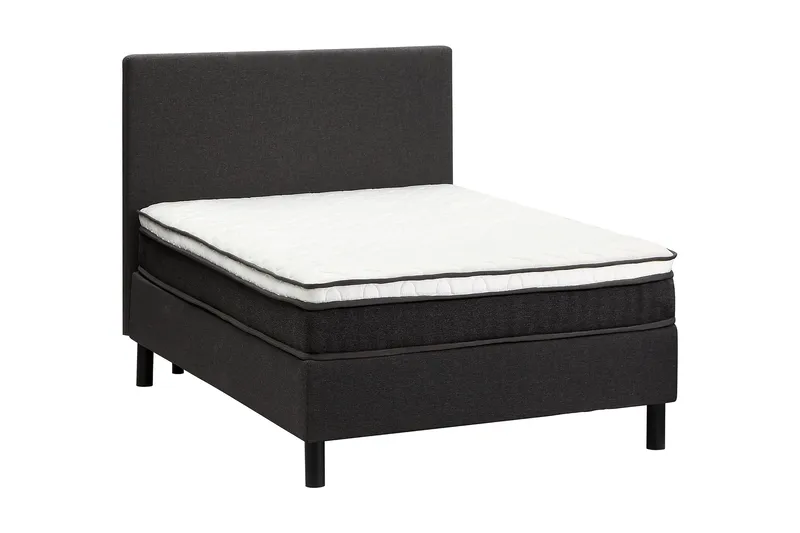 Divine Komplett Sengpakke 120x200 cm Kontinentalseng med Sengegavl - Svart / Mørkgrå - Møbler - Senger - Kontinentalsenger