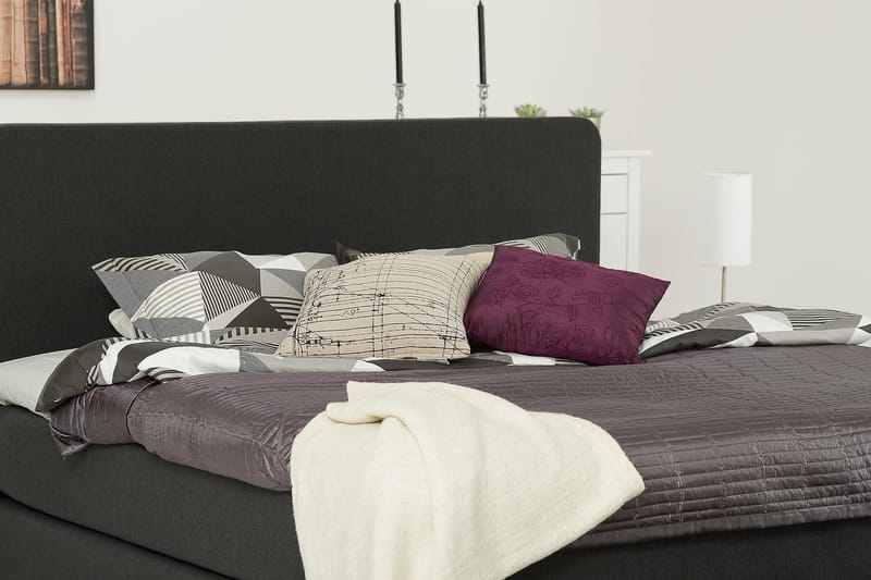 Dolly Kontinentalseng 180x200 cm Memoryfoam - Mørkegrå/Svarte Ben - Møbler - Senger - Kontinentalsenger