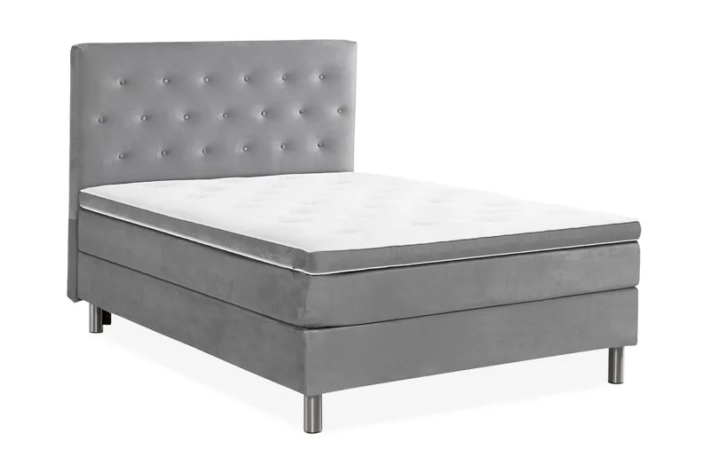 Ella Sengepakke 120x200cm Dypheftet - Lysegrå / Fløyel - Møbler - Senger - Enkeltsenger